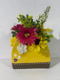 Handmade Floral Arrangement in Whimsical Yellow Ceramic Planter Ð Sunflower Sunflower