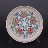 6.7" China Blue and White Doucai Contrasting Colors Porcelain Peony Flower Plate Peony