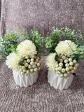 LADADA Artificial Hydrangea And Eucalyptus Berry Decor In White Beveled Vase Hydrangea