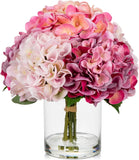 Real Touch Pink Hydrangea in Vase - Large Faux Flower Arrangement Decor Hydrangea