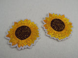 2 pcs Sunflower Flower Embroidered Iron-on Patch Set Sunflower