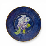 Leslie Linsley Nantucket MA Hydrangea Decoupage Glass Decorative Plate 8 3/8Ó Hydrangea