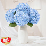 8pc Blue Latex Hydrangea Artificial Flowers Real Touch 19.6" Hydrangea
