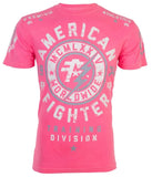 AMERICAN FIGHTER Men's T-Shirt MADISON Athletic Biker GYM Pink MMA Roses