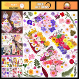 140 Pcs Dried Pressed Flowers & Leaves for Resin Crafts, Scrapbooking, DIY Art Dried Flower