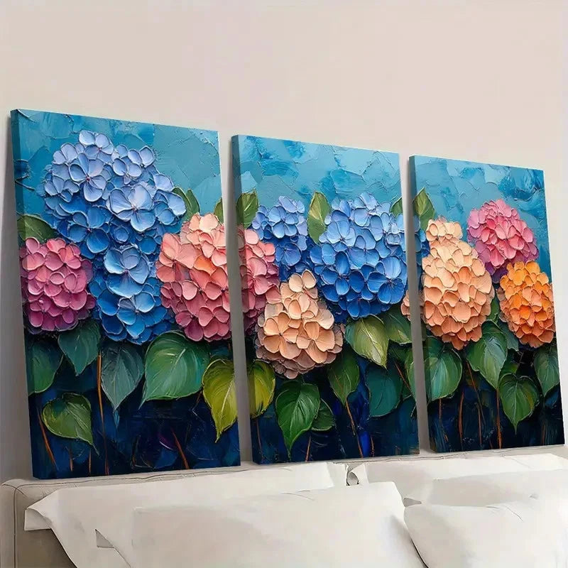 3pcs Hydrangea Painting Flowers  ER Wall Art Canvas  Unframed/Framed Hydrangea