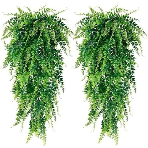 4Pack Artificial Plant Vines Boston Ferns Hanging Fake Plants for Indoor Outdoor Green Plant