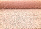 Embroidered Stretch Lace Apparel Fabric Sheer Floral Metallic Light Pink UU212 Flowering Plants