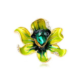 Enamel Peony Flower Brooch Pin Vintage Plant Peony Flower Suit Lapel Pin Crystal Peony