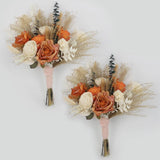Rinlong 13.7" Wide 2Pcs Fall Wedding Bouquets for Bridesmaids Burnt Orange Dr... Bouquet