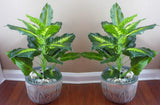 2 x 18" Tall Palm Bush Artificial Grass Bushes (20 Leaves each) Green Plant