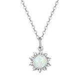 925 Sterling Silver/Opal Sunflower Necklace New in Box Sunflower