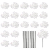 20 Sets Artificial Hydrangea Flower Heads with Stems for Bouquet,Pale White Hydrangea