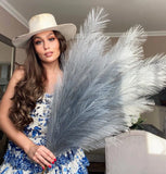 Light Grey Gray Fake Artificial Faux Pampas Grass Large Bundle 3 Tall 45" Ext... Pampas Grass