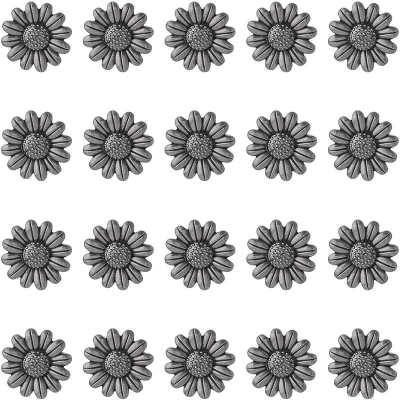30 Sets Sunflower Rivets Leather Antique Silver Rivet Studs Metal Rivets Studs F Sunflower