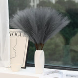 60pcs Grey Pampas Grass Decor - 24 Inch Long Faux Pampas Grass Decor, Artific... Pampas Grass