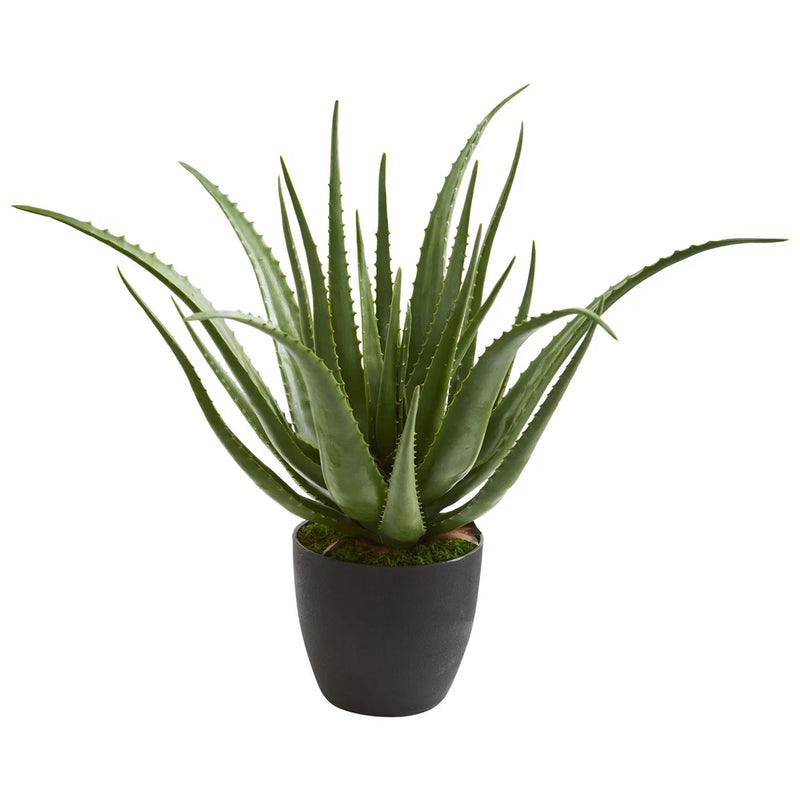 Nearly Natural Aloe Artificial Plant Spiky-edged Leaves Realistic Home Decor Green Plant
