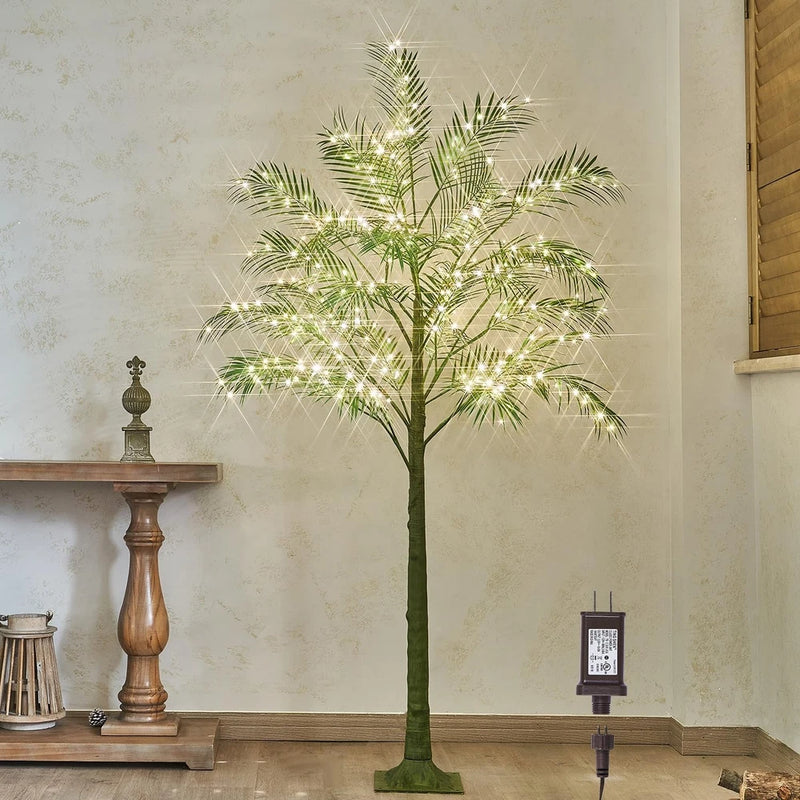 Lighted Palm Tree 6FT 300 LED Fairy Lights, Faux Plant Tree with Lights for H... Green Plant