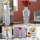 6 Style Sparkle Tall Crushed Diamond Floor Vase Luxury Mirrored Dried Flower Vas Dried Flower