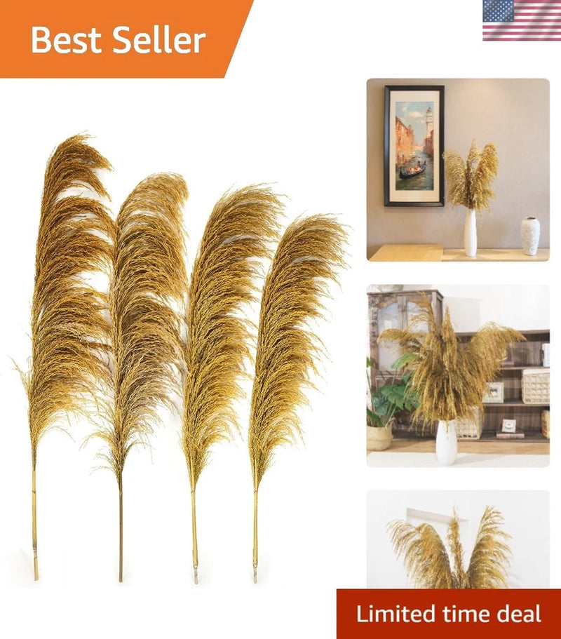 Golden Pampas Grass Decor Tall,Dried Pampas Grass, Pompas Floral for Vase, El... Pampas Grass
