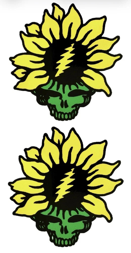 The Grateful Dead Sunflower Steal Your Face 2 Sticker Lot Sun Flower Stealie SYF Sunflower