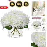 Artificial Hydrangea Flowers with Vase Faux Water Home Decor Office Table Hydrangea