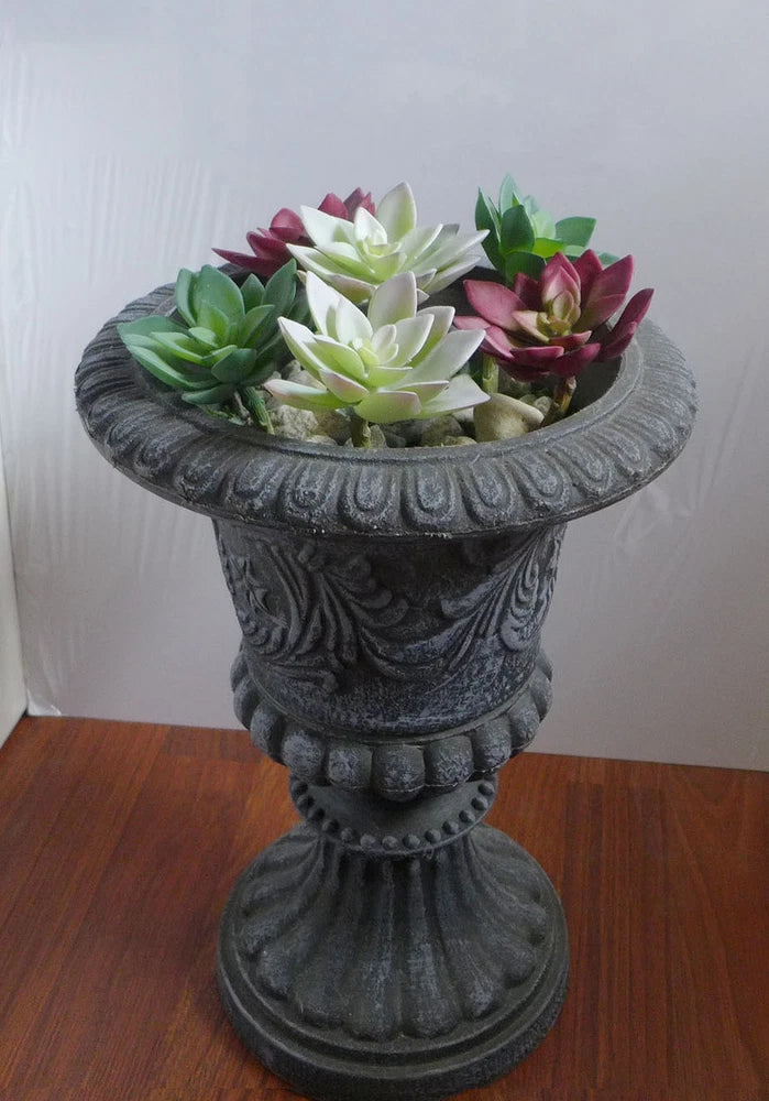 Set of 6 Artificial Succulent Plants Lifelike Lotus Flower Landscape Green Plant