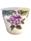 Indoor Planter Cashe Pot Vase Floral Purple Hydrangeas "5.25" H X 6 " D - Italy Hydrangea