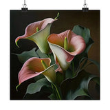 Pink Calla Lilies Flower Art Print, Pink Flower Painting, Flower DŽcor 03 Lily