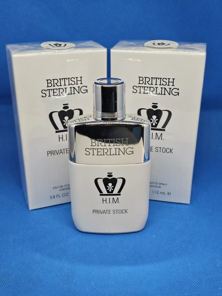 British Sterling H.I.M. Private Stock by Dana, 3.8 oz EDT Spray for Men (LOT/2) EDT