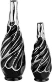 Black with Silver Pampas Grass Vase (Set of 2) Flower Decoration Vase Pampas Grass