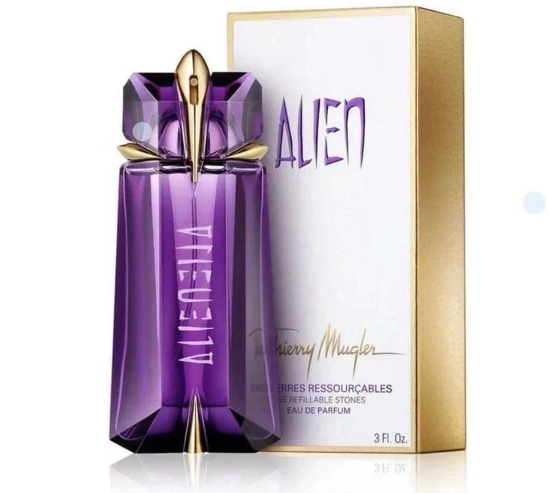 Thierry Mugler Alien women’s EDP: purple faceted spray bottle with presentation box
