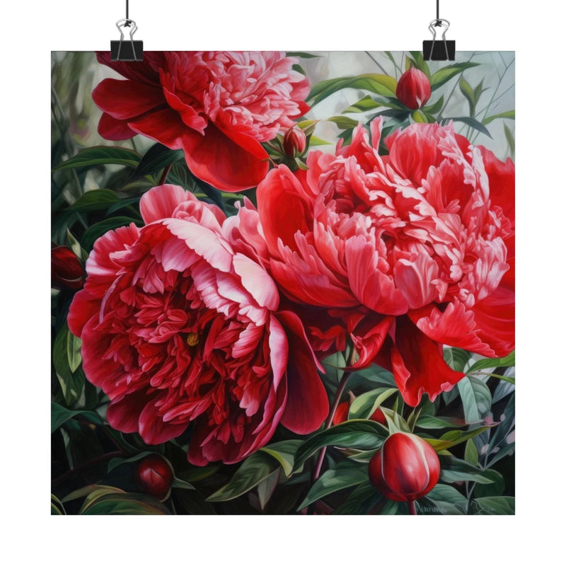 Red Peonies Flower Art Print, Red Flower Painting, Flower DŽcor 15 Peony
