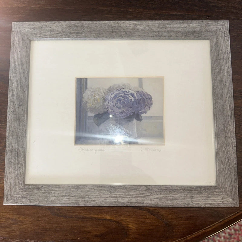 Framed Photographed Picture Of Hydrangeas In Vase. Signed By Artist 9.75x11.75Ó Hydrangea