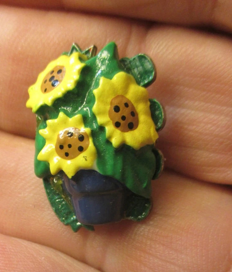 Sunflowers In Flower Pot Brooch Lapel Pin  #60 Sunflower