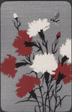 Playing Cards Single Card Old Vintage CARNATION FLOWERS + BEE Flower Art Picture Carnation