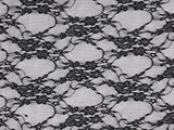 Black Floral Lace 4 ways Stretch Fabric 55"-56" Flowering Plants