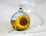 SUNFLOWER FLOWER pendant 22" Necklace is Sterling Silver 925 chain women gift Sunflower