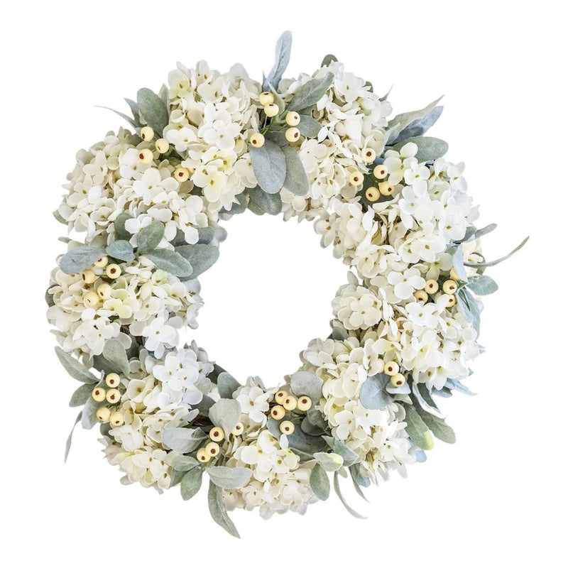 18inch Hydrangea Wreath Flower Wreath Lifelike Gift Elegant Wall Hanging Hydrangea