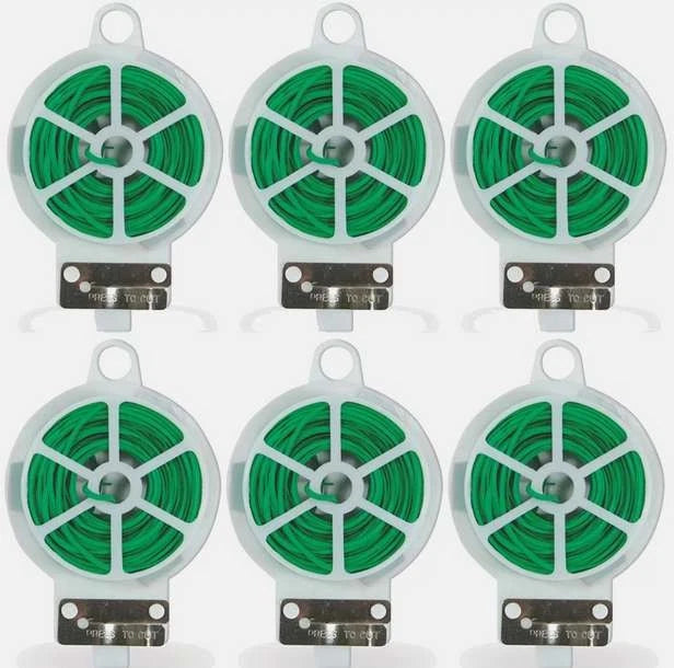 1-6Pcs 100 FT Green Garden Twist Tie Roll with Cutter for Gardening Kitchen Wire Garden Plants