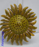 Vintage Costume Jewelry Sunflower Yellow Enamel Silver Tone Pendant Brooch Pin Sunflower
