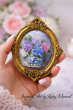 Original Hand Painted Hydrangea Floral Miniature Signed K. Manuel Gift for Mom Hydrangea