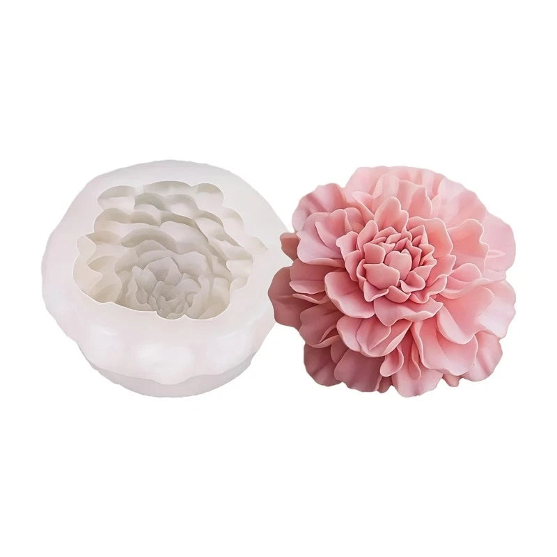 Silicone peony flower mould with pink peony insert