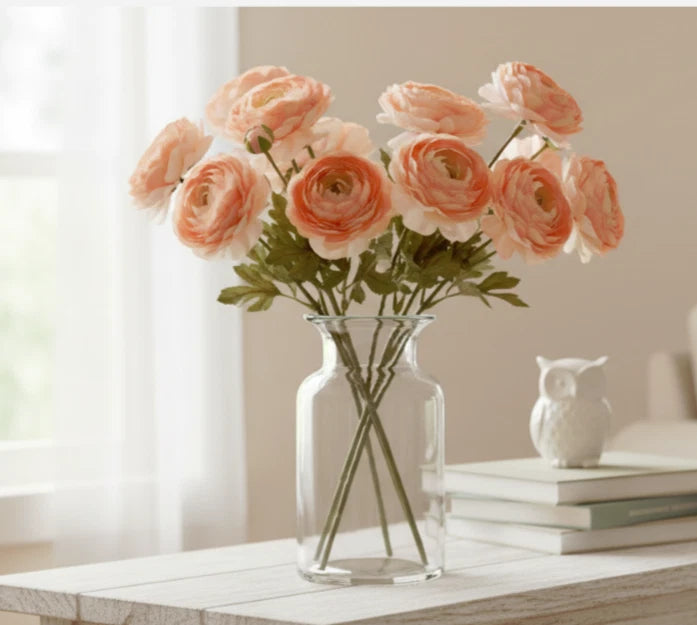 NWT Lot of 9 Artificial Peach Peony Floral Decor for Home Length 10" Peony