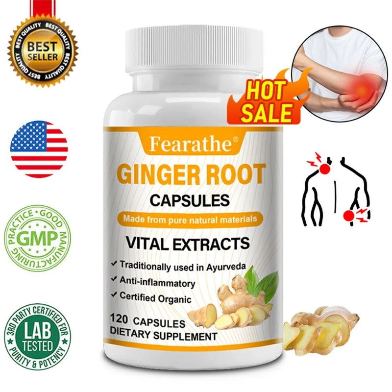 Ginger Root Capsules 1200mg | 30 To 120 Caps | Highest Potency Supplement Bouquet