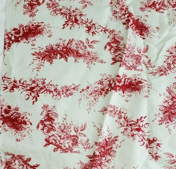 Toile Cotton Fabric Red Roses Flowers on Light Seafoam Green 44" Wide x 2_ Yards Flowering Plants