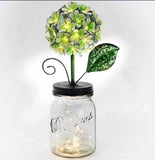 LED  Lighted  Metal Hydrangea in Jar with fairy ligh, Ultimate In.. Green.   Q7 Hydrangea