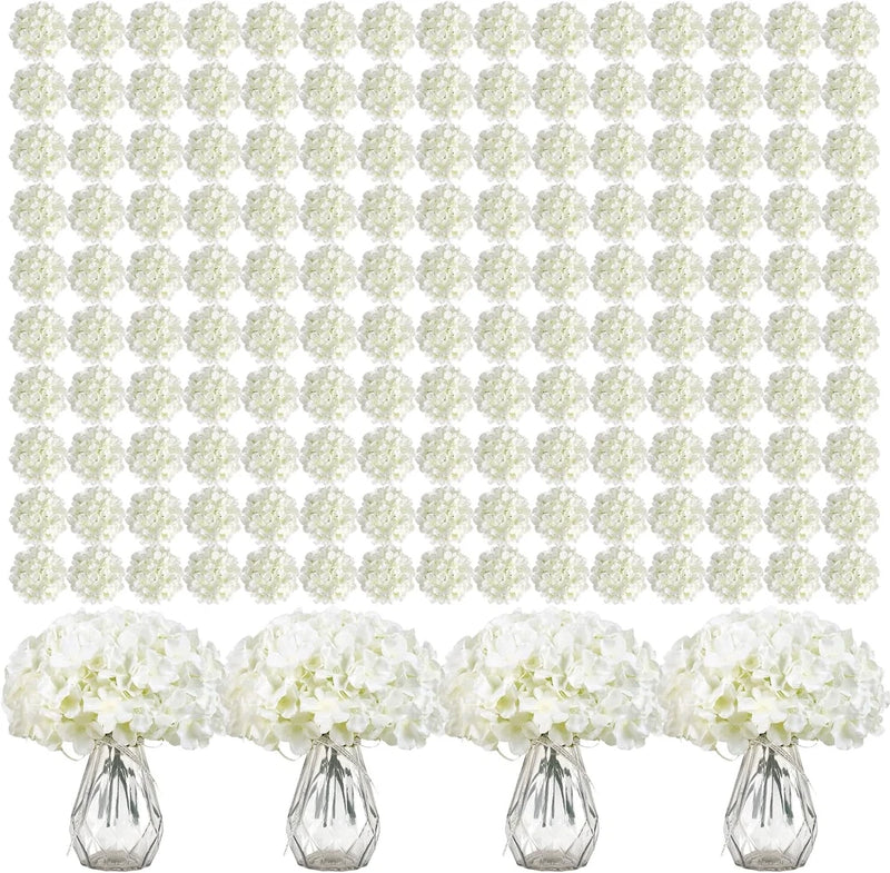 404PCS Ivory Hydrangea Silk Flowers for Wedding, Home, Party Decor Hydrangea