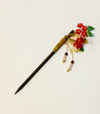 1 pc of Hydrangea Flower Design HairStick Hair Pick Crafted w Czech Beads Tassle Hydrangea