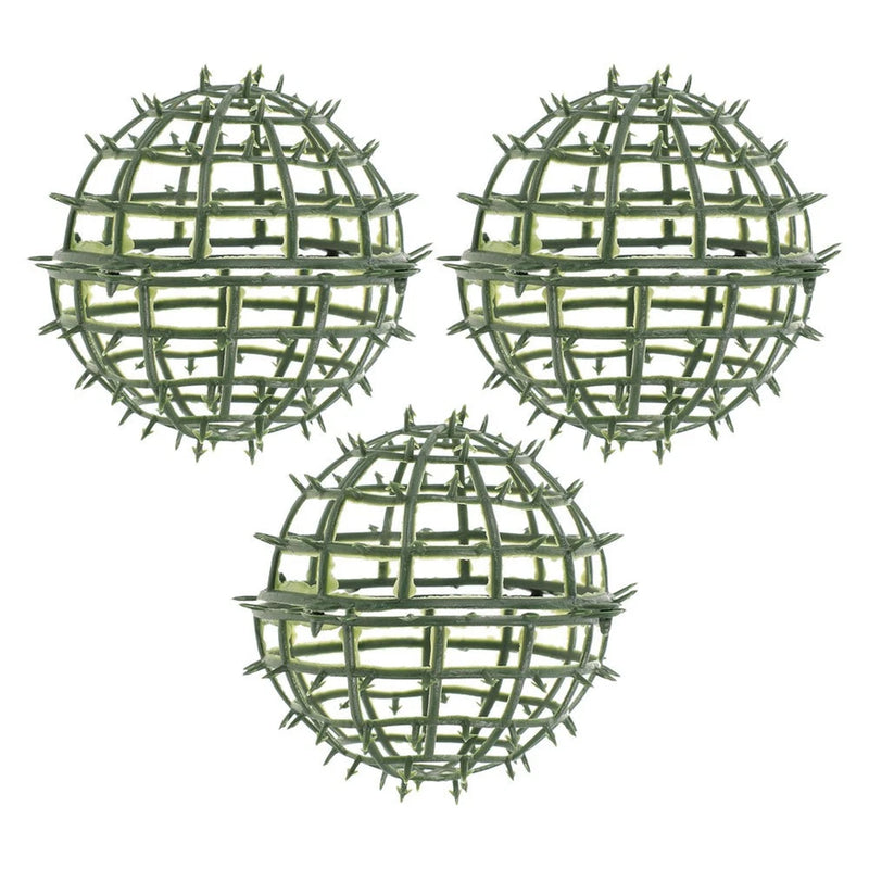 3 Pcs Plastic Frame Artificial Topiary Ball Flower Holder Plant Support Cage Green Plant